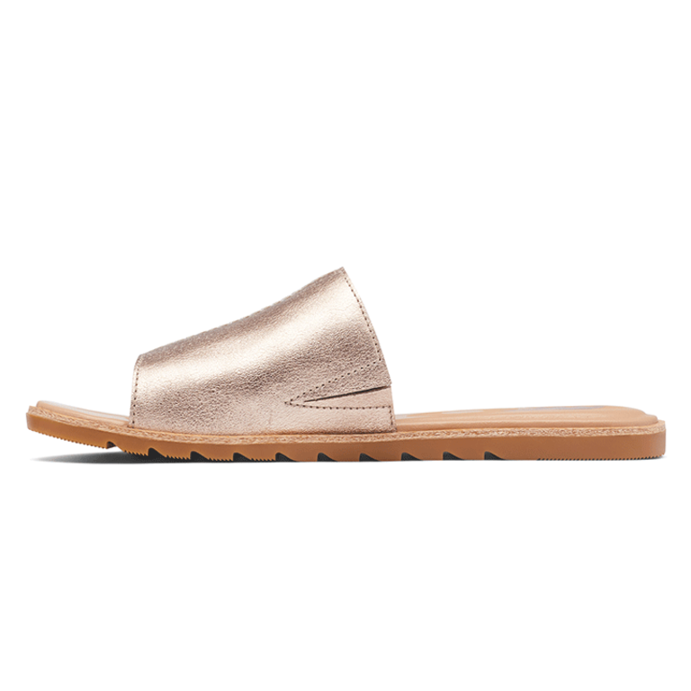 Sorel Ella II Block Leather Slide Silver Bronze BLVD Shoes