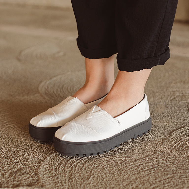 TOMS Alpargata Slip On Lug Sole - White Canvas - WMNS