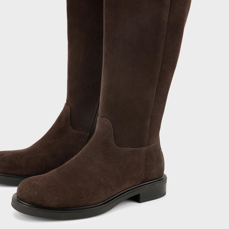 Vagabond Shoemakers Vagabond - Freya - Suede Riding Boot - Dark Brown Suede
