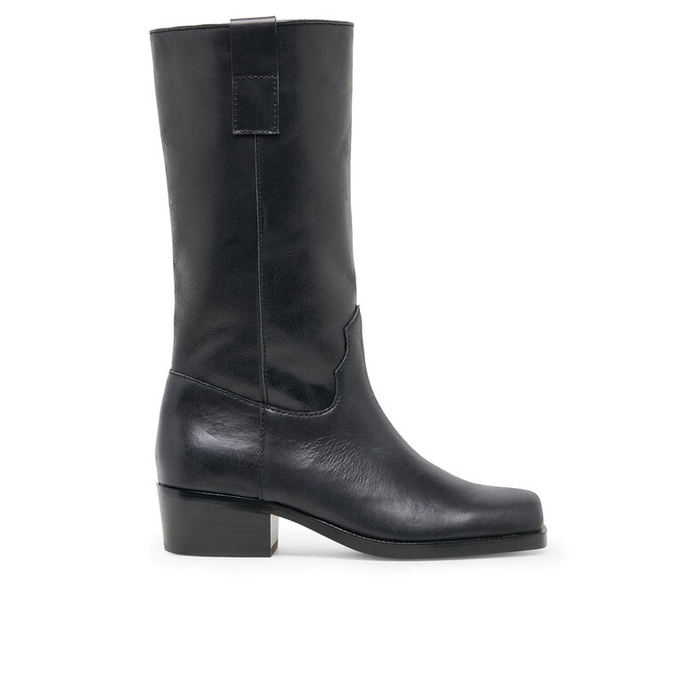 Dolce Vita Dolce Vita - Romie - Mid-Calf Pull-On Boot - Black Leather / Chocolate Suede