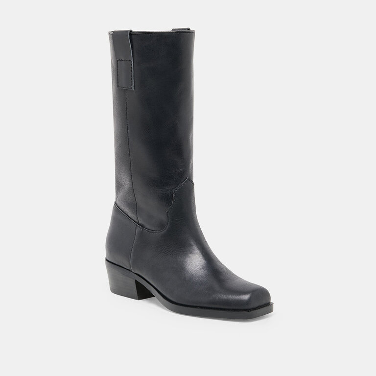Dolce Vita Dolce Vita - Romie - Mid-Calf Pull-On Boot - Black Leather / Chocolate Suede