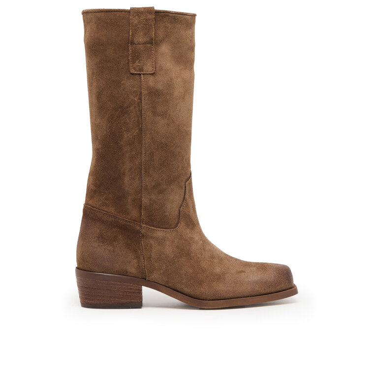 Dolce Vita Dolce Vita - Romie - Mid-Calf Pull-On Boot - Black Leather / Chocolate Suede