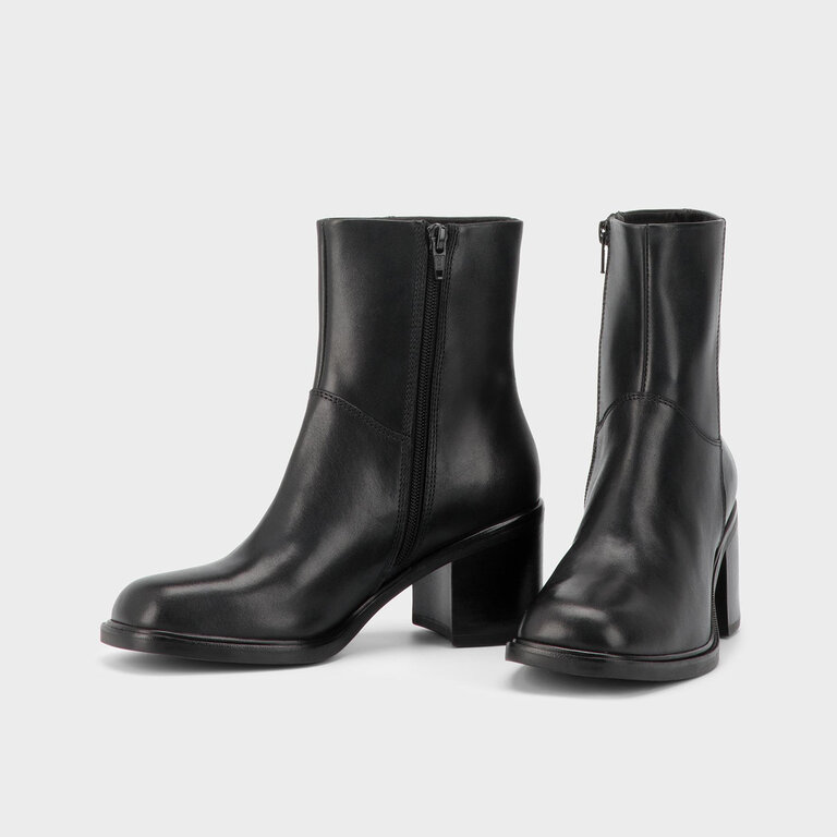 Vagabond Shoemakers Vagabond - Meryl - Block Heel Ankle Boot - Black Leather / Dark Brown Suede