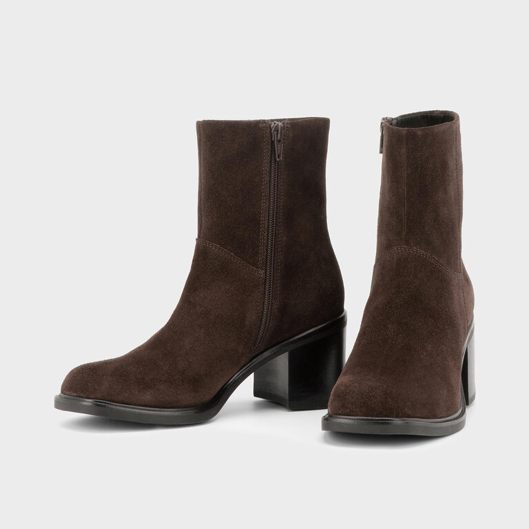 Vagabond Shoemakers Vagabond - Meryl - Block Heel Ankle Boot - Black Leather / Dark Brown Suede