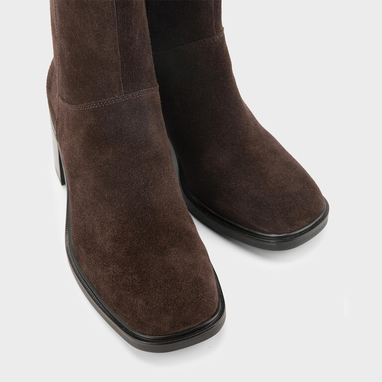 Vagabond Shoemakers Vagabond - Meryl - Block Heel Ankle Boot - Black Leather / Dark Brown Suede