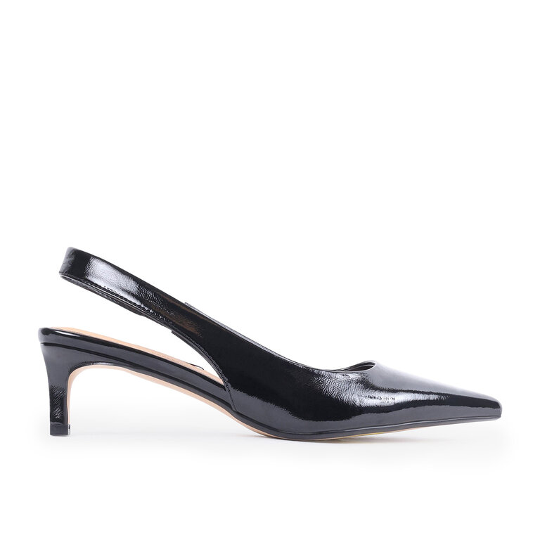Steve Madden Steve Madden - Carmen - Slingback Kitten Heel - Black Patent / Zebra