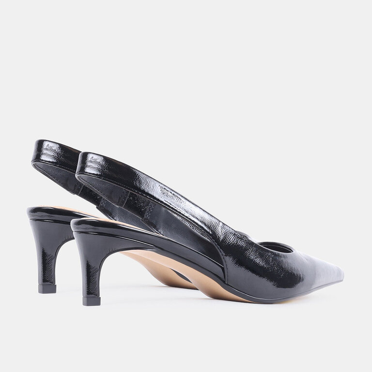 Steve Madden Steve Madden - Carmen - Slingback Kitten Heel - Black Patent / Zebra