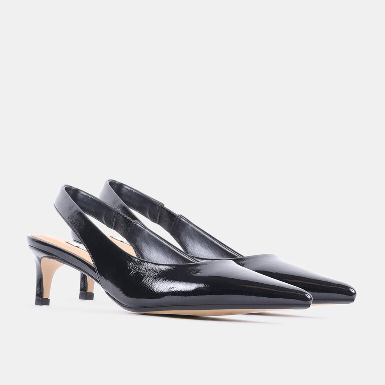 Steve Madden Steve Madden - Carmen - Slingback Kitten Heel - Black Patent / Zebra