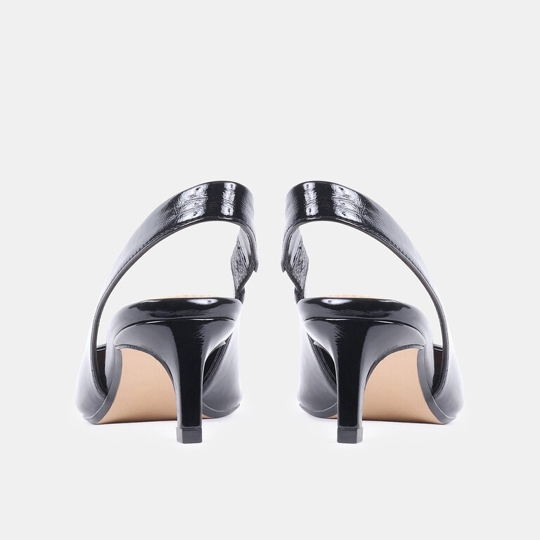 Steve Madden Steve Madden - Carmen - Slingback Kitten Heel - Black Patent / Zebra
