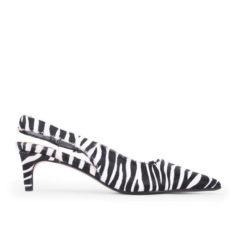 Steve Madden Steve Madden - Carmen - Slingback Kitten Heel - Black Patent / Zebra
