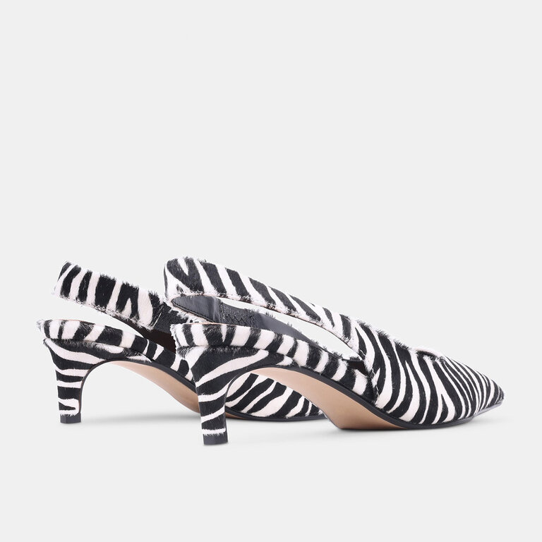 Steve Madden Steve Madden - Carmen - Slingback Kitten Heel - Black Patent / Zebra
