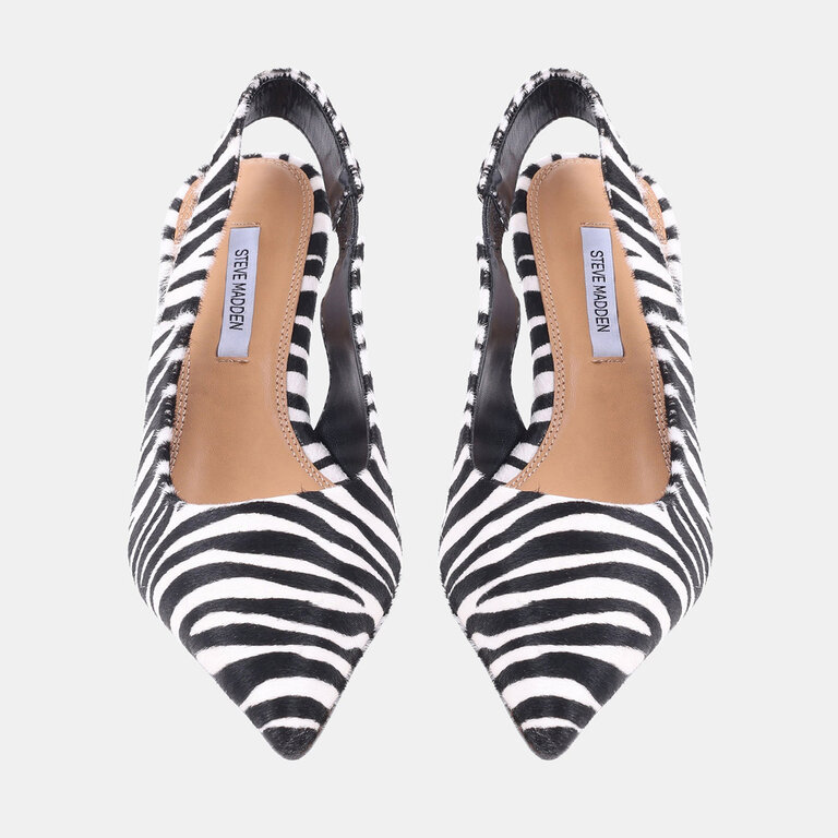 Steve Madden Steve Madden - Carmen - Slingback Kitten Heel - Black Patent / Zebra