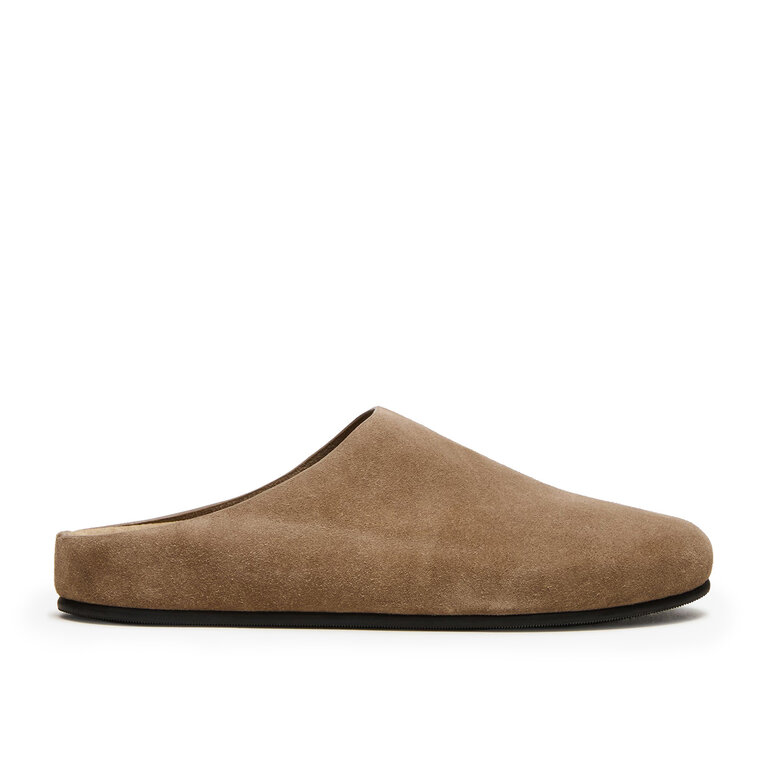 Steve Madden Steve Madden - Fern - Flat Mule - Taupe Suede / Black Leather