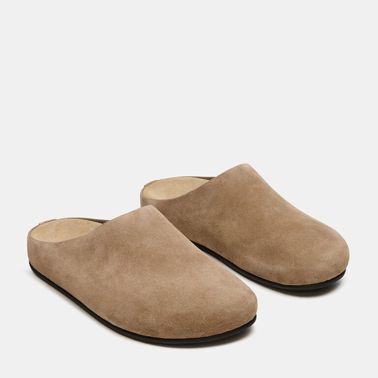 Steve Madden Steve Madden - Fern - Flat Mule - Taupe Suede / Black Leather