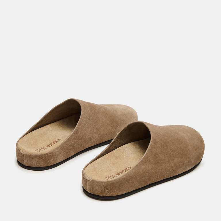 Steve Madden Steve Madden - Fern - Flat Mule - Taupe Suede / Black Leather