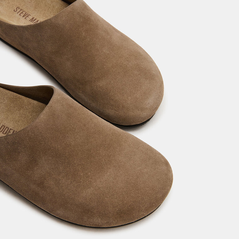 Steve Madden Steve Madden - Fern - Flat Mule - Taupe Suede / Black Leather