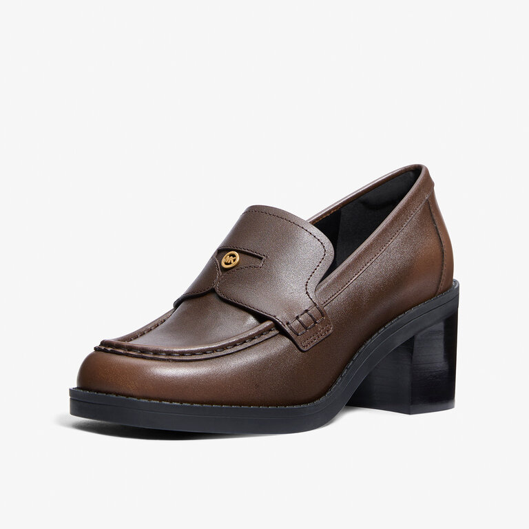 Michael Kors Michael Kors - Jennings - Leather Loafer Pump - Black / Luggage Brown