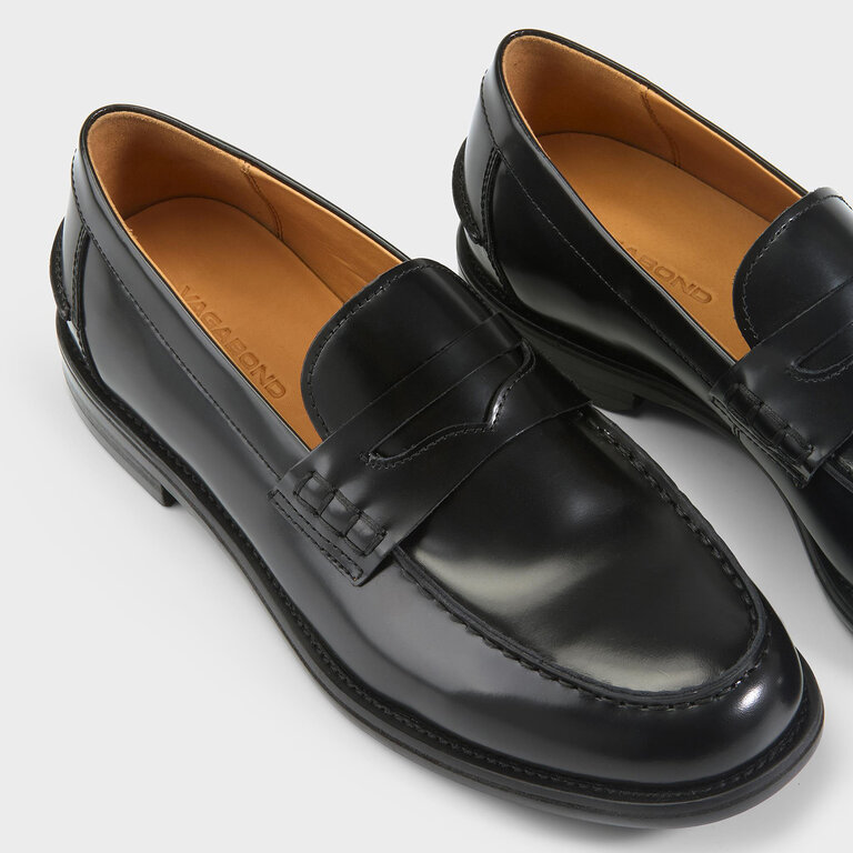 Vagabond Shoemakers Vagabond - Steven - Men's Penny Loafer - Black Leather / Cocoa Brown Suede