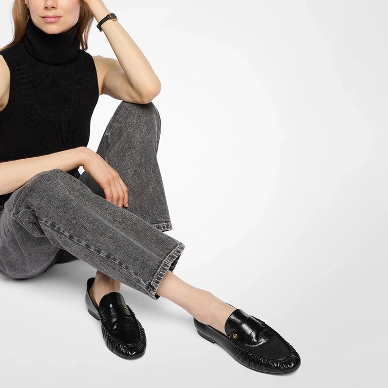 Michael Kors Michael Kors - Jennings - Penny Loafer - Chocolate Suede / Black Crinkled Leather