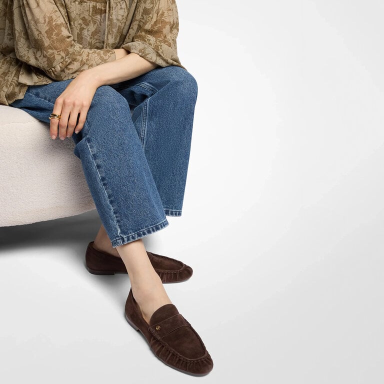 Michael Kors Michael Kors - Jennings - Penny Loafer - Chocolate Suede / Black Crinkled Leather