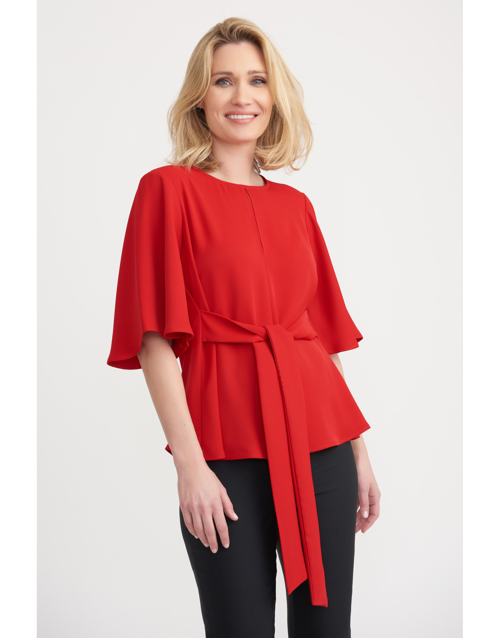 red flare sleeve dress