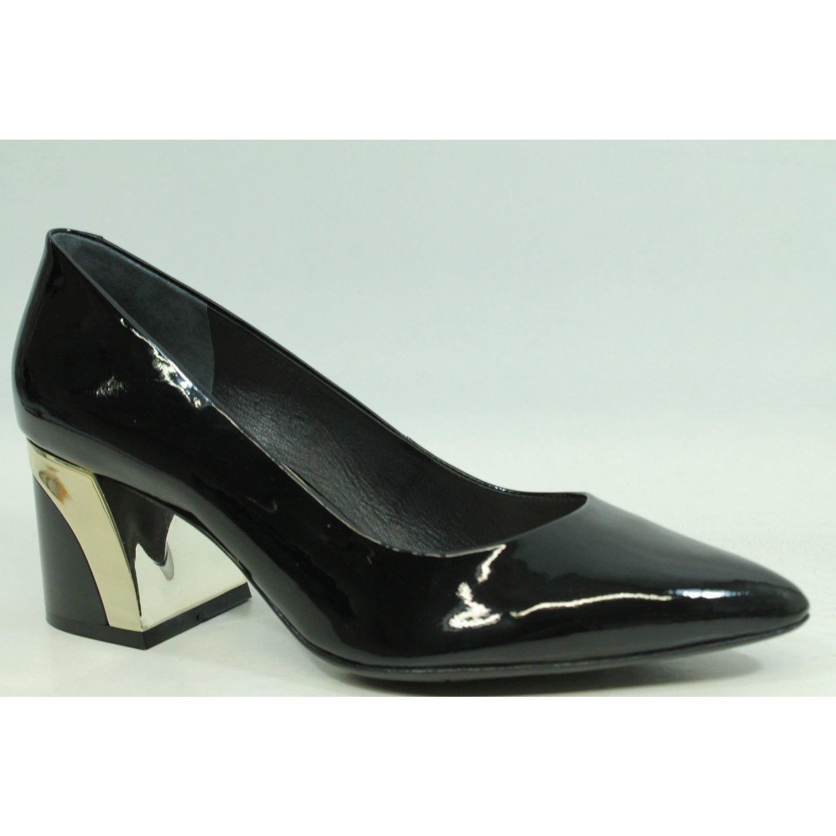 Capelli Rossi Black Patent Block Heel With Gold Detail