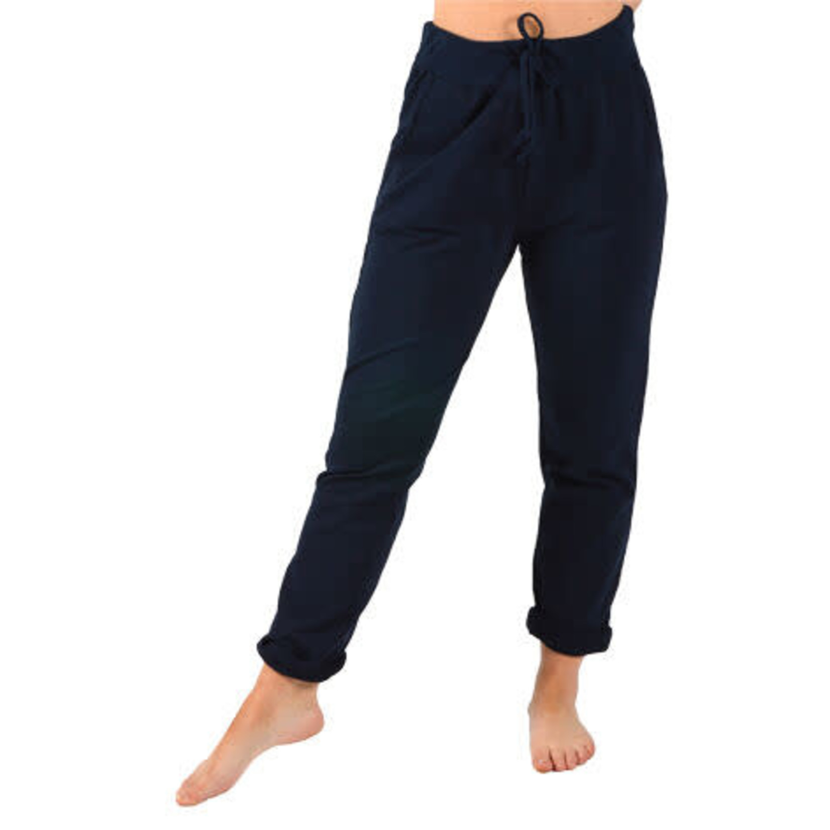 Catherine Lily White Navy Rolled Cuff Pants