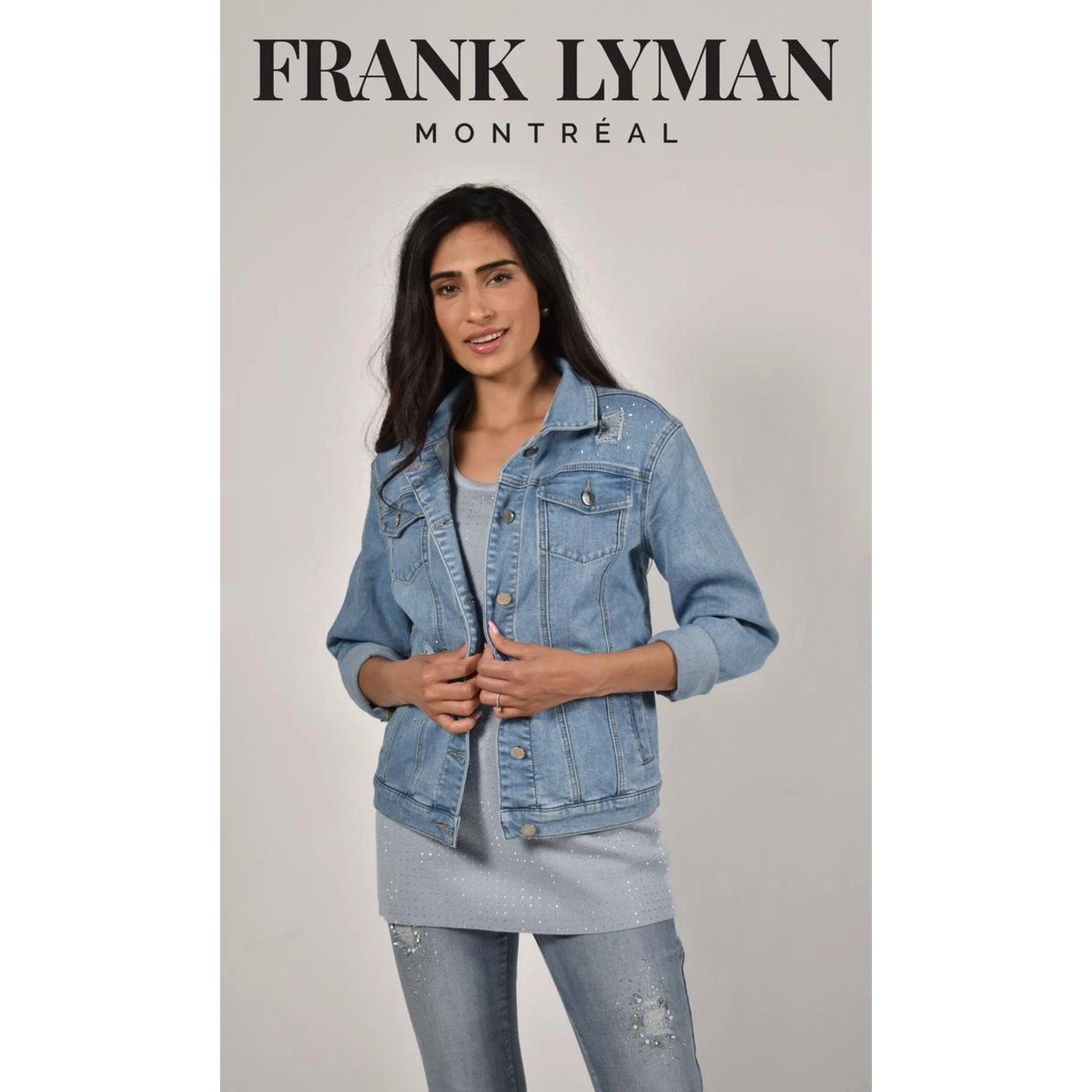 Frank Lyman Blue Woven Denim Jacket 226190U