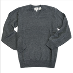 Viyella Merino Wool V-Neck Sweater in Charcoal 255611