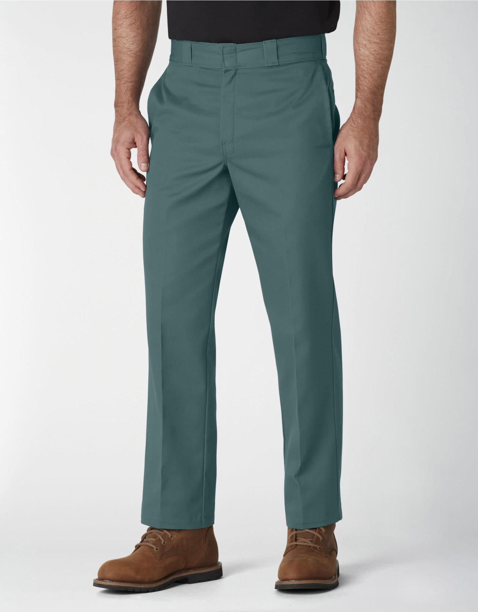 Elastic waist on pants, Green Dickies 874 Work Pants