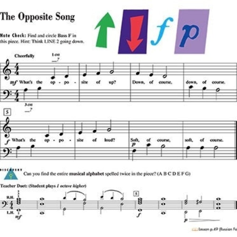 Mixed Up Song from Faber Piano Adventures Level 1 - Lesson Book (2nd  Edition), page 30-31 