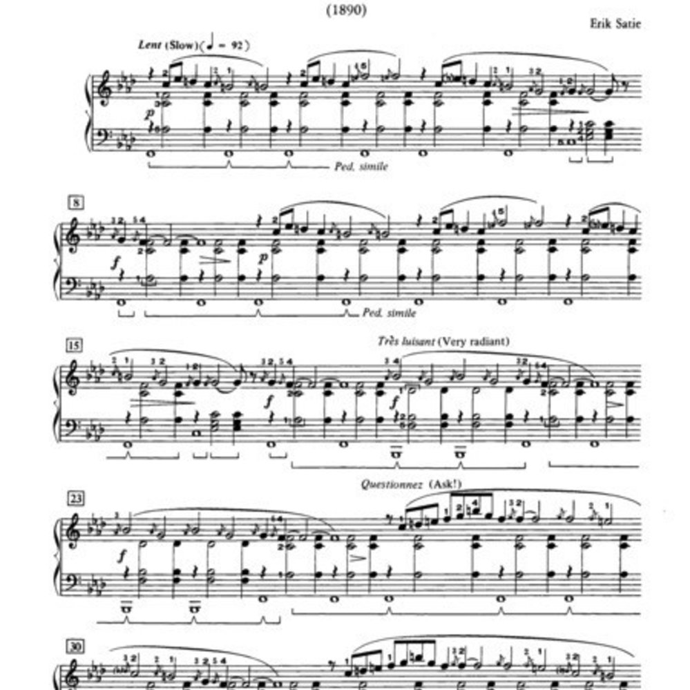 Partition piano Gnossienne N°1 - Erik Satie (Partition Digitale)
