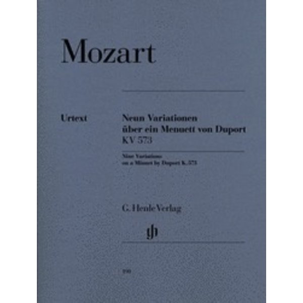 Henle Urtext Editions Mozart - 9 Variations on a Minuet by Duport K573