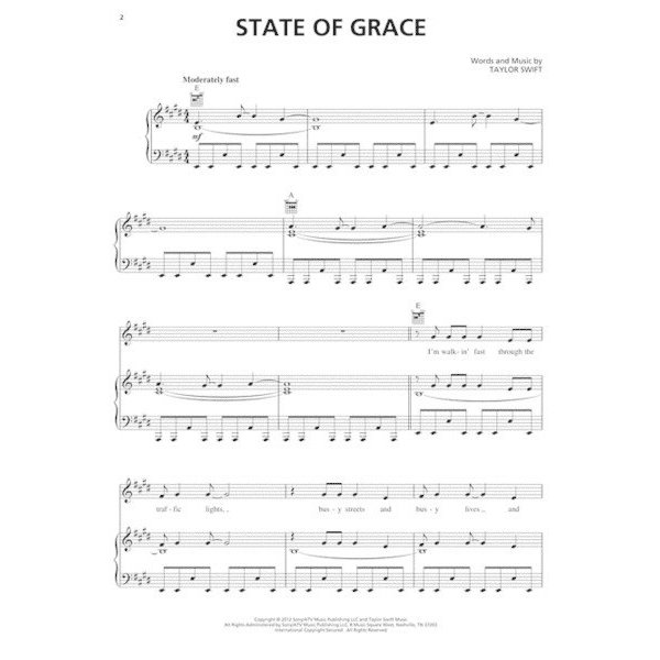 Taylor Swift Red, PianoVocalGuitar PianoWorks, Inc