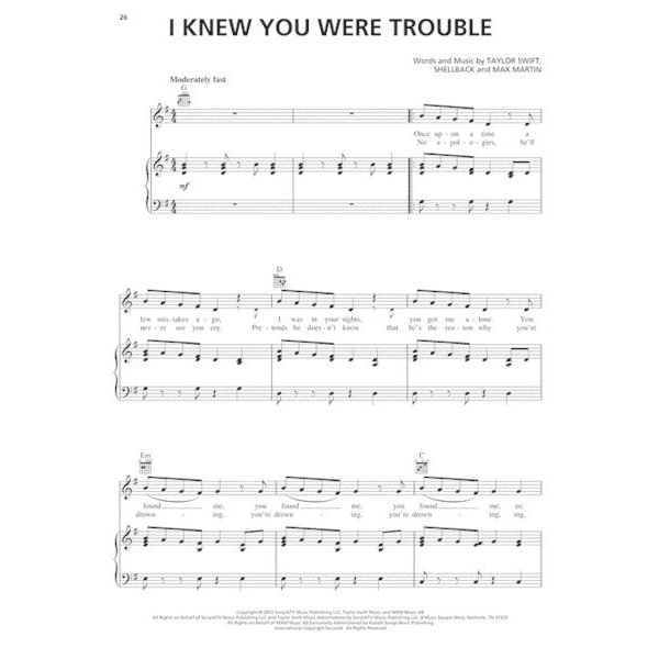 Taylor Swift Red, PianoVocalGuitar PianoWorks, Inc