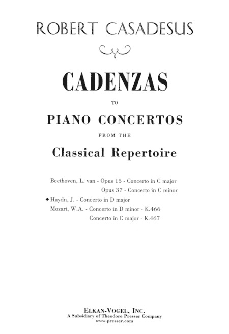 Casadesus - Cadenzas to Piano Concerto In C K467 - PianoWorks, Inc