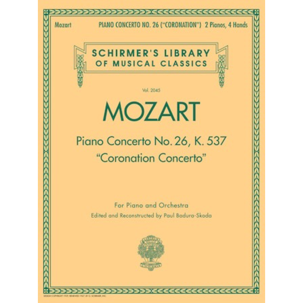 Schirmer Mozart - Piano Concerto No. 26, K. 537 (Coronation Concerto)