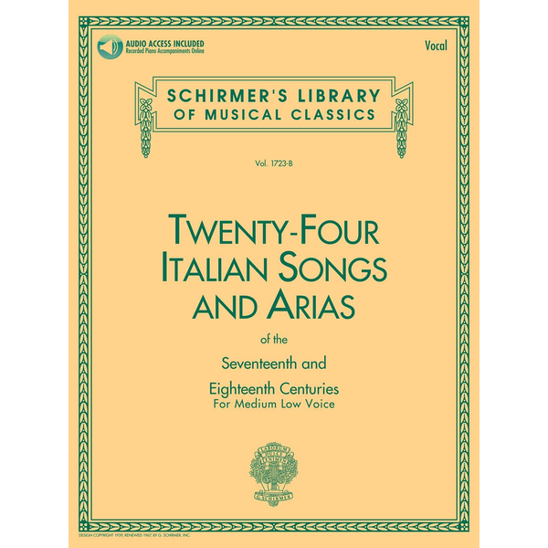 Schirmer 24 Italian Songs & Arias - Medium Low Voice (Book/CD)