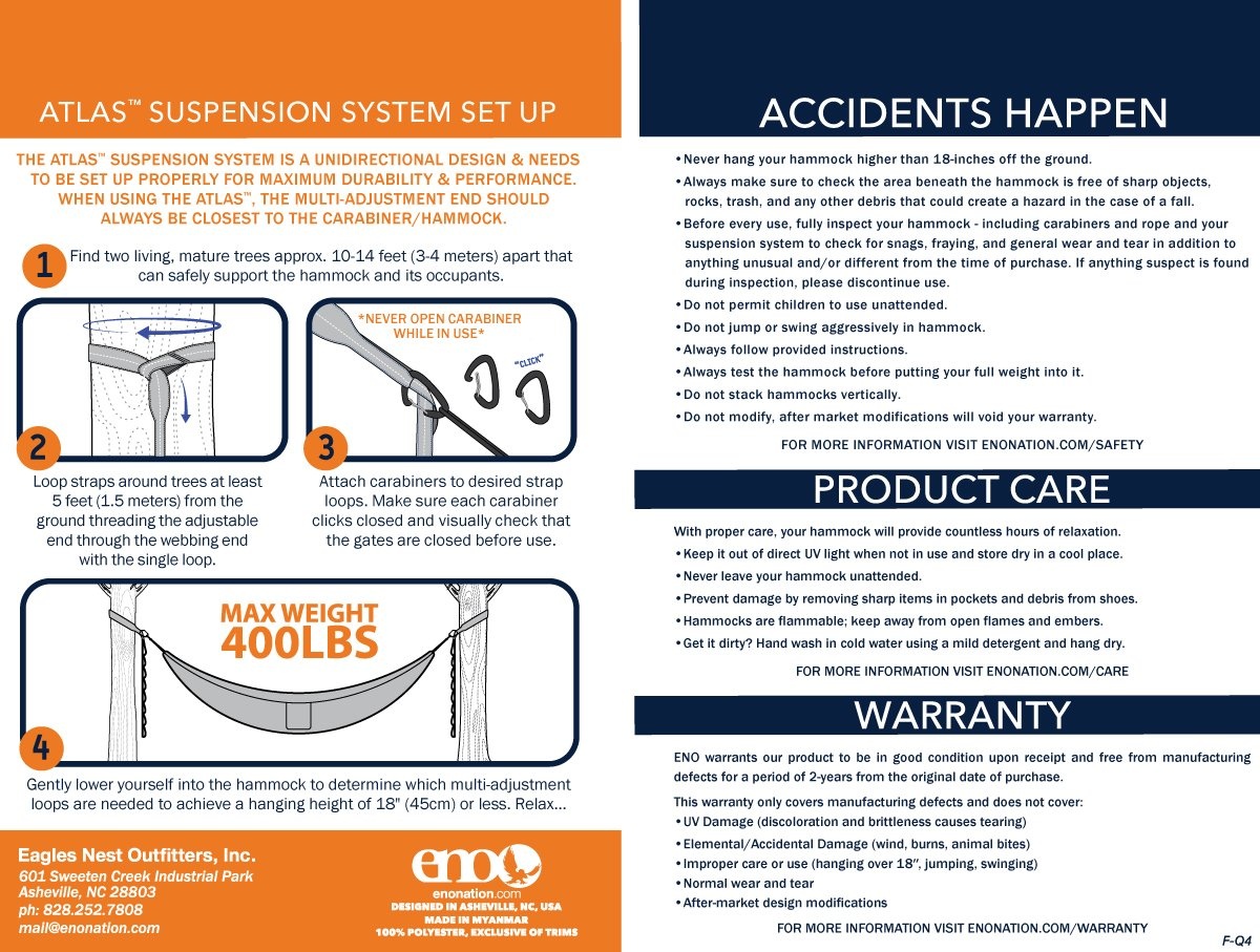 ENO (Eagles Nest Outfitters) Atlas  Hammock Suspension Strap