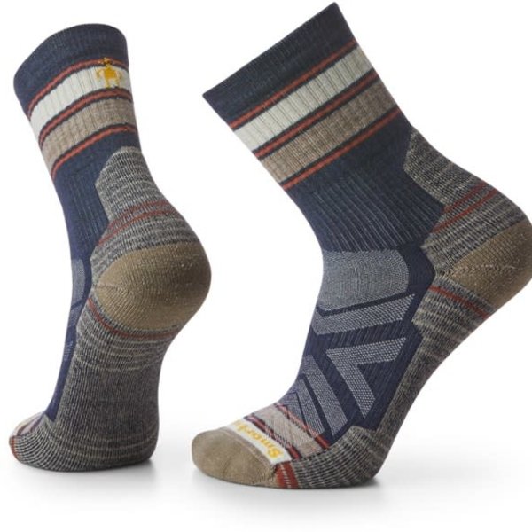 Smartwool Hike Light Cushion Striped Mid  Crew Sock   Deep Navy L