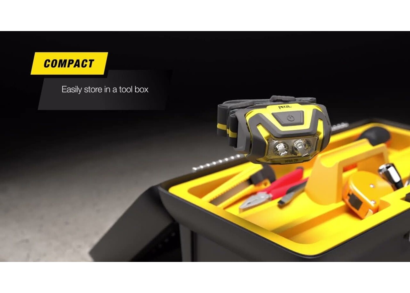 Petzl ARIA 1R HEADLAMP BLK/YLLW    450L