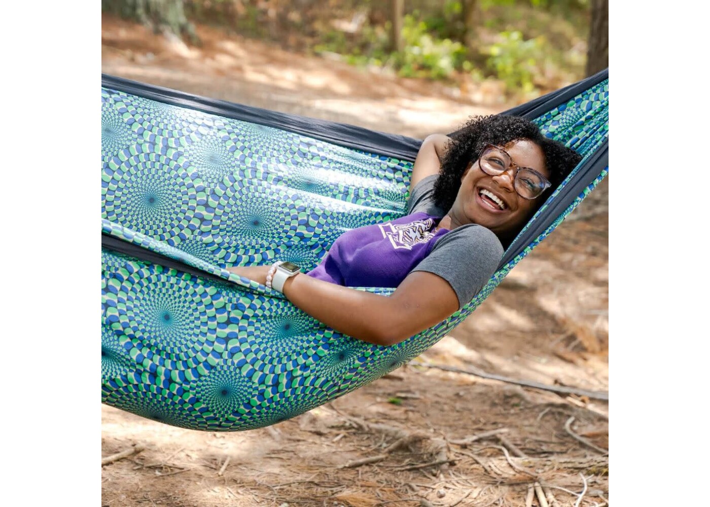ENO (Eagles Nest Outfitters) DoubleNest Hammock Print  Optical Illusion | Charcoal