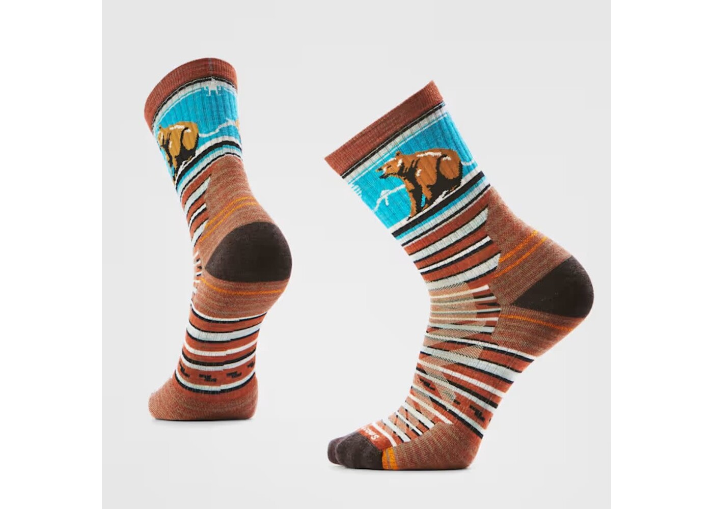 Hike Targeted Cushion Bear Stripe Mid Crew  L