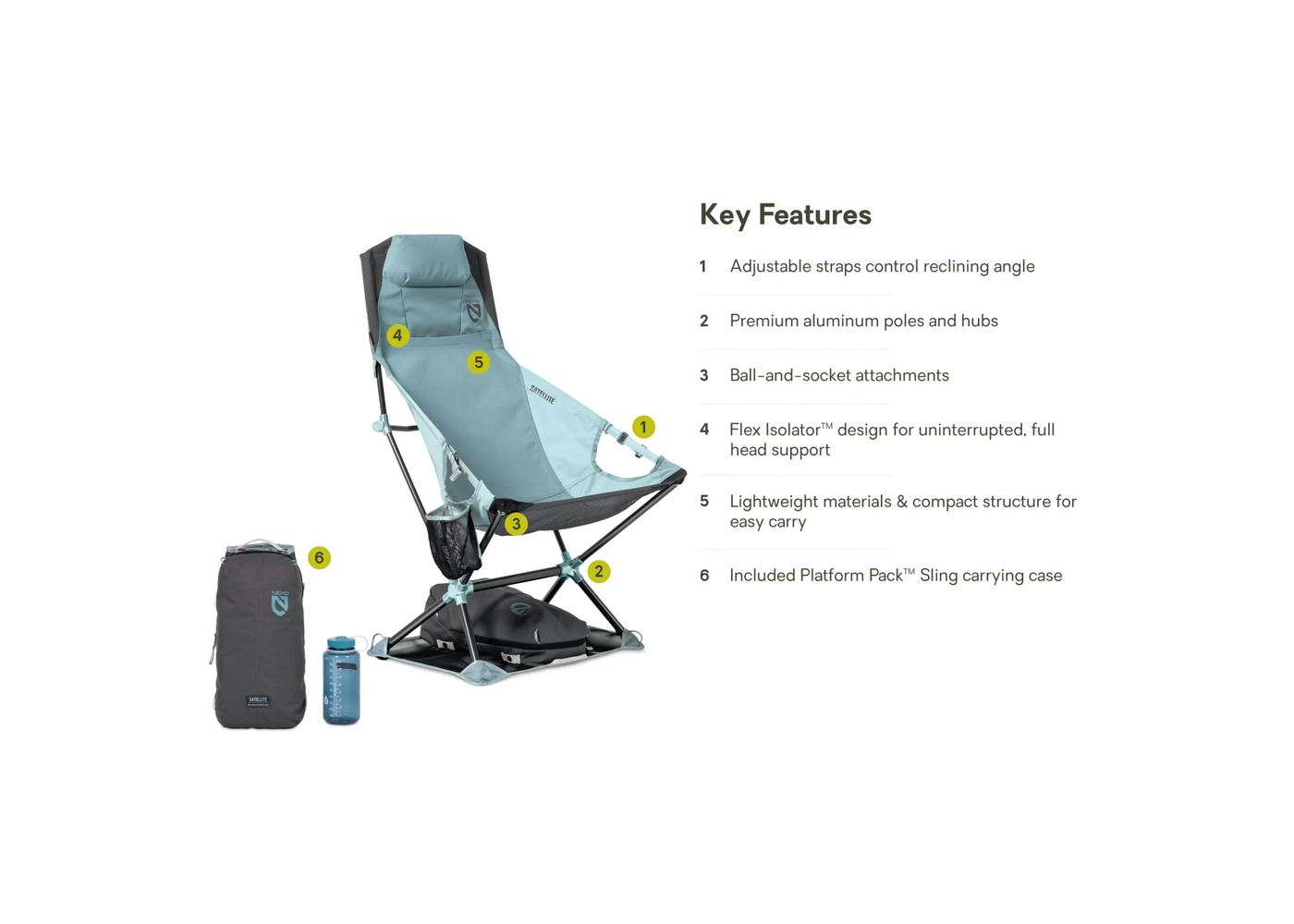 NEMO Satellite Reclining Camp Chair - Artic Aquifer
