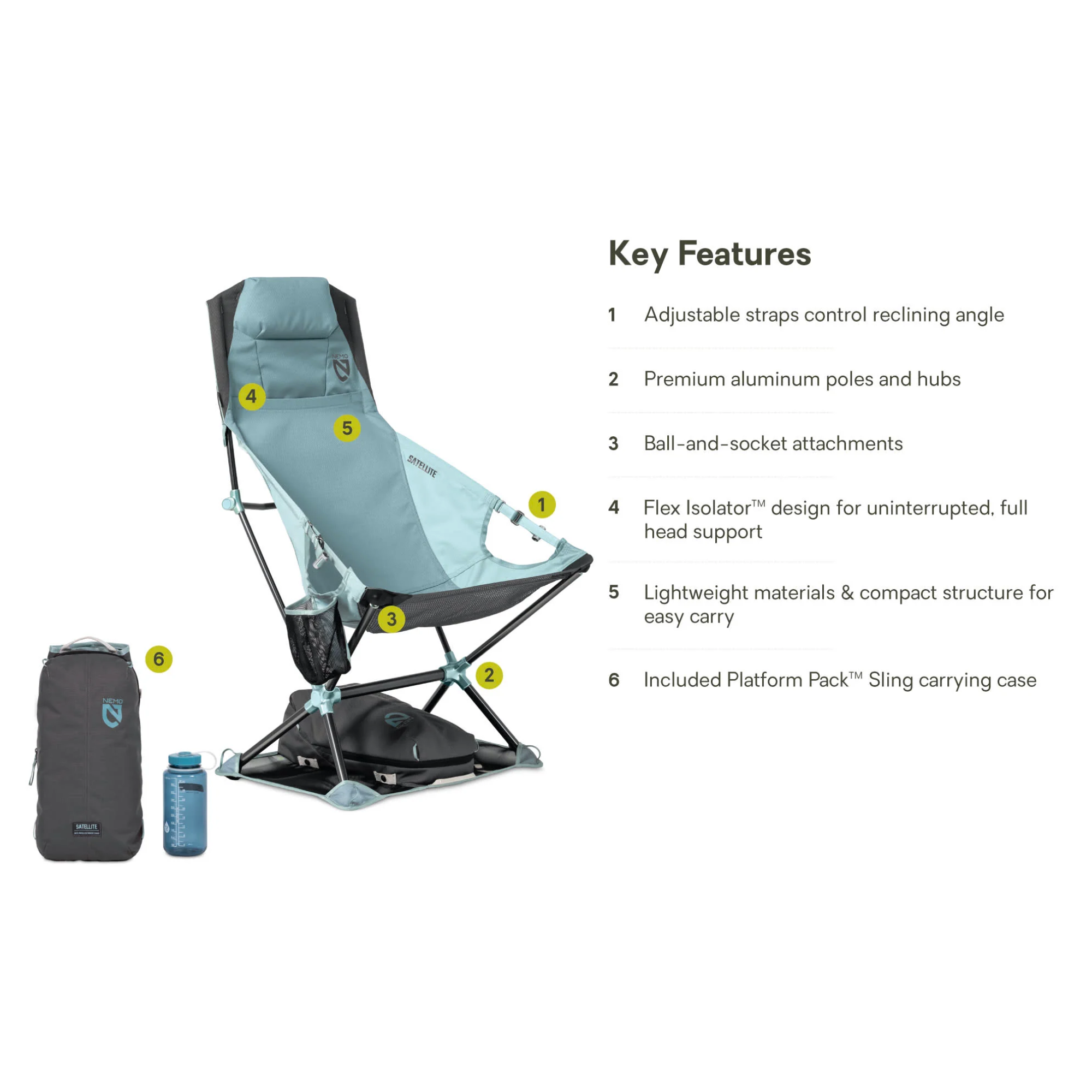 NEMO Satellite Reclining Camp Chair - Artic Aquifer