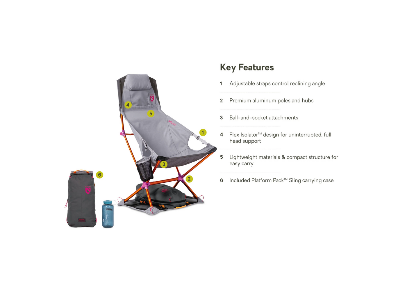 NEMO Satellite Reclining Camp Chair - Quicksilver