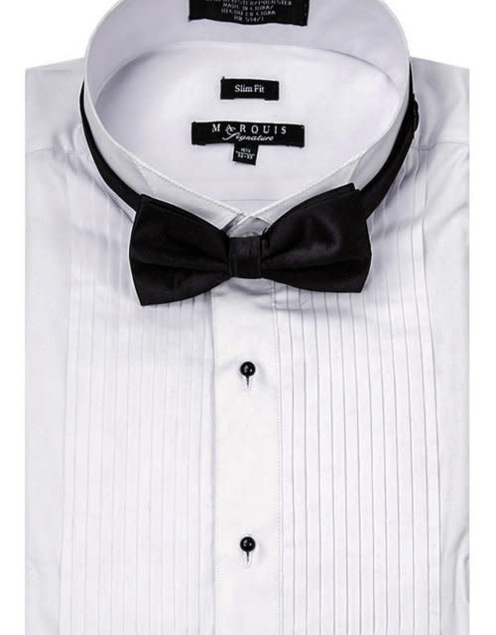 Marquis Tuxedo Slim Fit Dress Shirt Pleated White