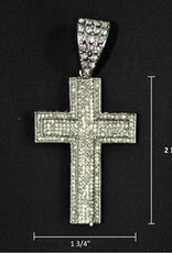Zuha Trend Cross SIlver with 379 Crystal Dimond Size 2 1/2 By 1 3/4