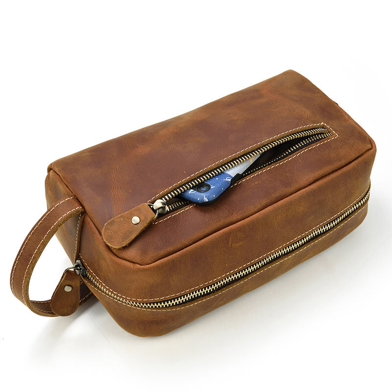Issac Cosmetic Toilery Bag Genuine Leather