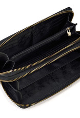 Andrew Long Wallet Gold Zipper Carbon Leather